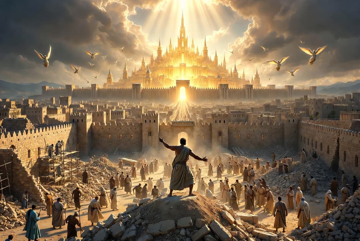 Nehemiah rebuilding the city